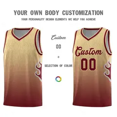 Khaki Crimson-Khaki Flame Gradient Basketball Jersey 3