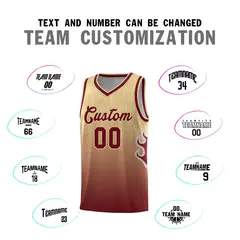 Khaki Crimson-Khaki Flame Gradient Basketball Jersey 4