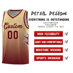 Khaki Crimson-Khaki Flame Gradient Basketball Jersey 5