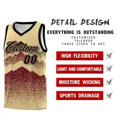 Khaki Crimson Mountain Fade Gradient Basketball Jersey 2