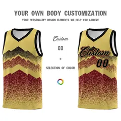 Khaki Crimson Mountain Fade Gradient Basketball Jersey 3