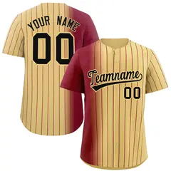 Khaki Crimson Pinstripe Gradient Baseball Jersey 1