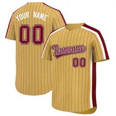 Khaki Crimson Pinstripe Two-tone Authentic Baseball Jersey 1