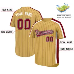 Khaki Crimson Pinstripe Two-tone Authentic Baseball Jersey 2