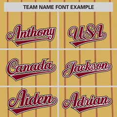 Khaki Crimson Pinstripe Two-tone Authentic Baseball Jersey 3