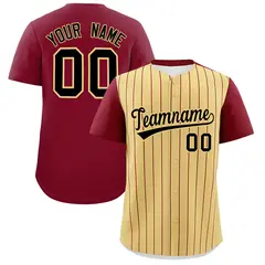 Khaki Crimson Pinstripe Two-Tone Authentic Baseball Jersey 1