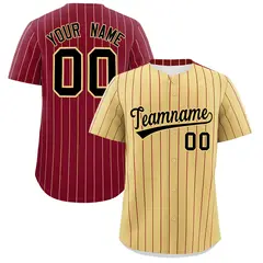 Khaki Crimson Pinstripe Two-Tone Authentic Baseball Jersey 1