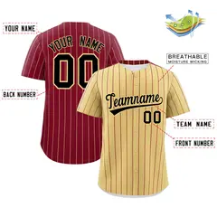 Khaki Crimson Pinstripe Two-Tone Authentic Baseball Jersey 2