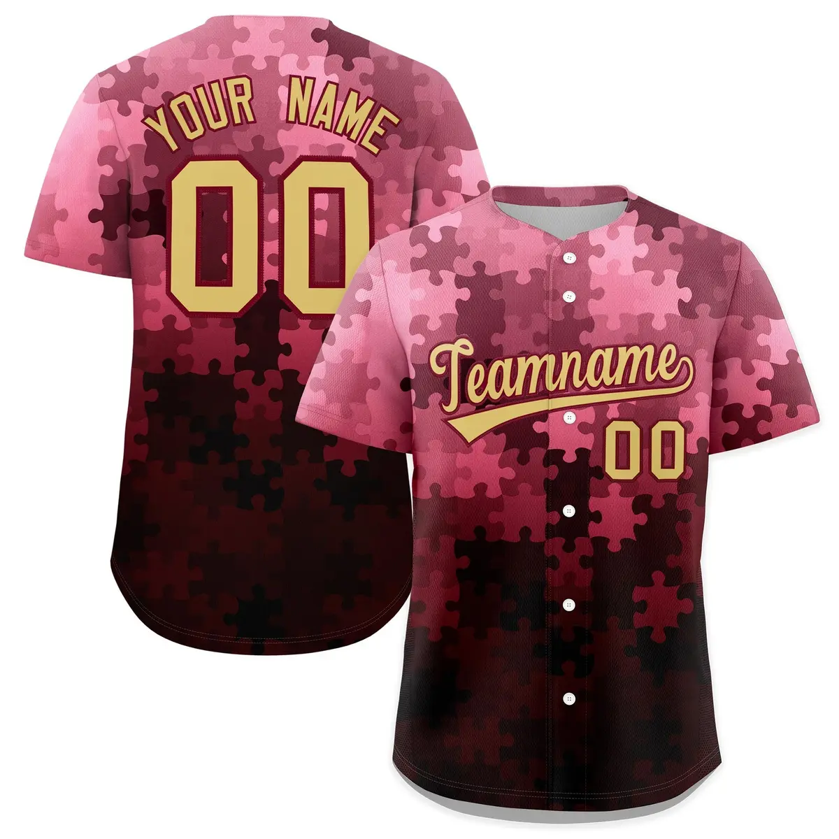 Khaki Crimson Puzzle Elements Baseball Jersey