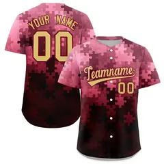 Khaki Crimson Puzzle Elements Baseball Jersey