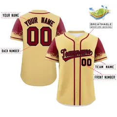 Khaki Crimson Raglan Sleeves Authentic Baseball Jersey 2