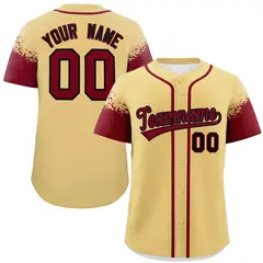 Khaki Crimson Raglan Sleeves Authentic Baseball Jersey