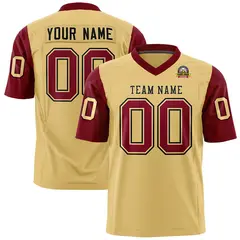 Khaki Crimson Raglan Sleeves Authentic Football Jersey