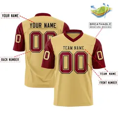 Khaki Crimson Raglan Sleeves Authentic Football Jersey 2