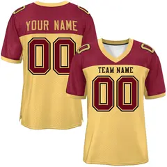 Khaki-Crimson Raglan Sleeves Football Jersey 1