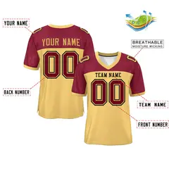 Khaki-Crimson Raglan Sleeves Football Jersey 2