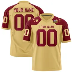 Khaki Crimson Shoulder Star Pattern Flag Football Jersey 1