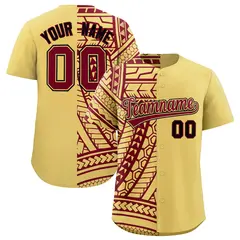 Khaki Crimson Split Tribal Pattern Fashion Baseball Jersey 1