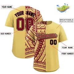 Khaki Crimson Split Tribal Pattern Fashion Baseball Jersey 2
