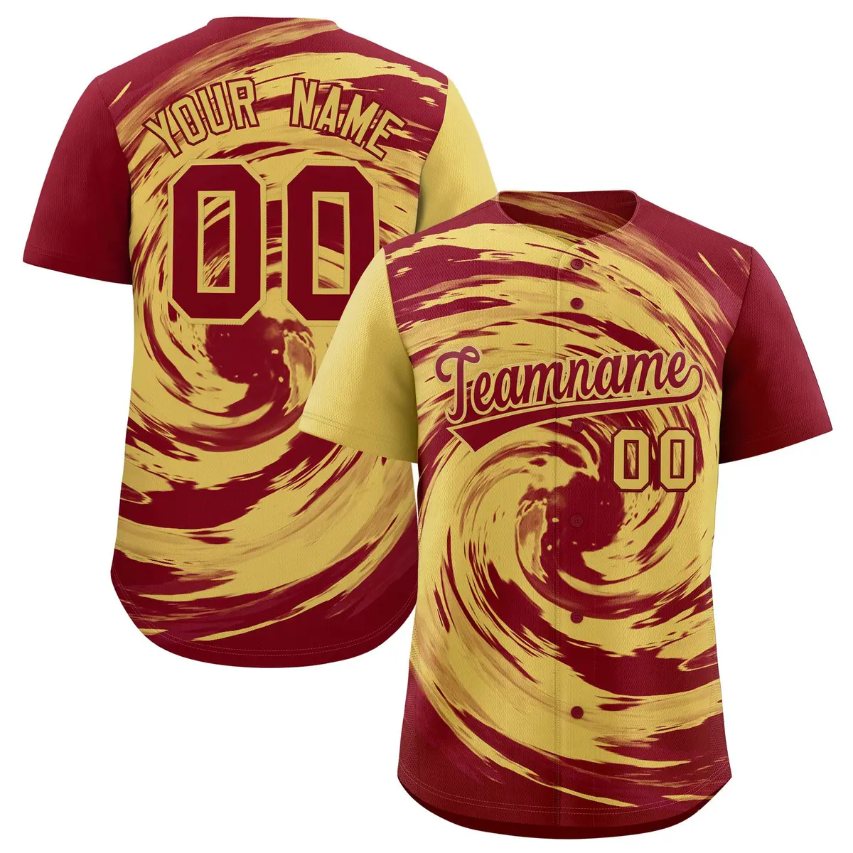 Khaki Crimson Swirl Graffiti Baseball Jersey