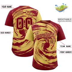 Khaki Crimson Swirl Graffiti Baseball Jersey 2