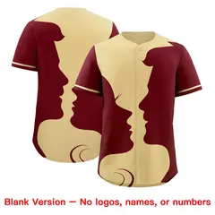 Khaki Crimson Valentine's Day Couple Silhouettes Baseball Jersey 2