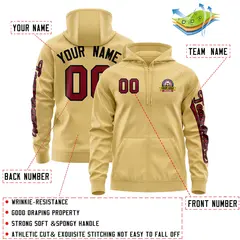 Khaki Crimson Varsity Full-Zip Letterman Jacket Hoodie 4