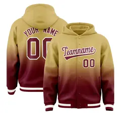 Khaki Crimson Varsity Letterman Gradient Hoodie Jacket 1