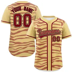 Khaki Crimson Zebra Stripes Graffiti Baseball Jersey