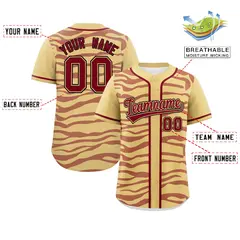 Khaki Crimson Zebra Stripes Graffiti Baseball Jersey 2