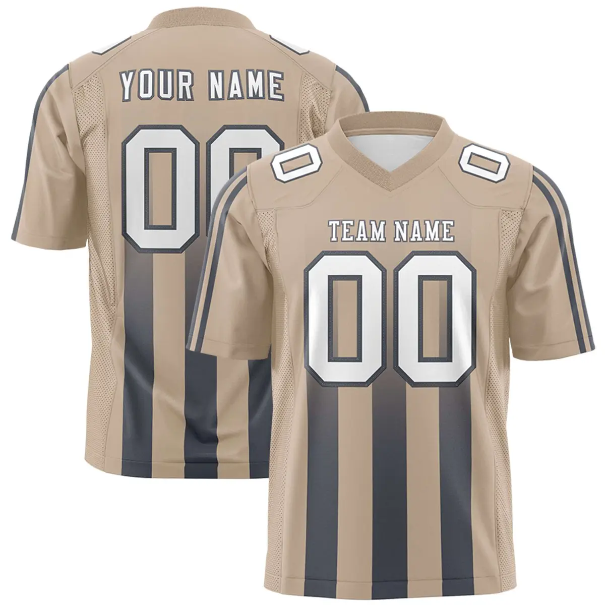 Khaki Dark Gray Vertical Fine Stripe Gradient Football Jersey