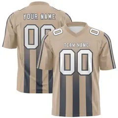 Khaki Dark Gray Vertical Fine Stripe Gradient Football Jersey 1
