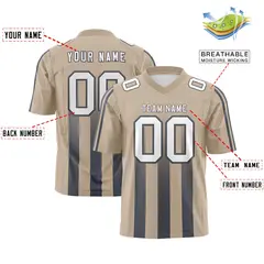 Khaki Dark Gray Vertical Fine Stripe Gradient Football Jersey 2