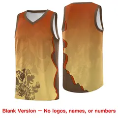 Khaki Dark Orange Illusion Flower Gradient Basketball Jersey 7