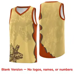 Khaki Dark Orange Illusion Flower Graffiti Basketball Jersey 7