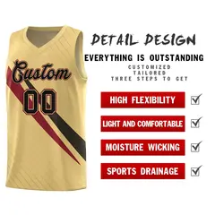 Khaki Diagonal Pinstripe Color Block Basketball Jersey 2