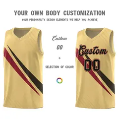 Khaki Diagonal Pinstripe Color Block Basketball Jersey 3