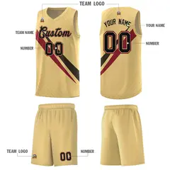 Khaki Diagonal Pinstripe Color Block Basketball Jersey 5