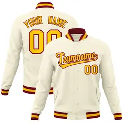 Khaki Gold-Crimson Varsity Full-Snap Letterman Jacket