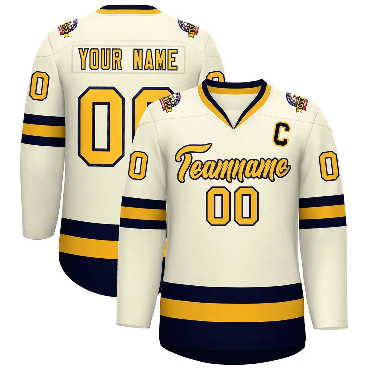 Khaki Gold-Navy Classic Hockey Jersey