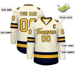 Khaki Gold-Navy Classic Hockey Jersey 2