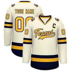 Khaki Gold-Navy Classic Hockey Jersey 1
