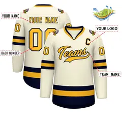Khaki Gold-Navy Classic Hockey Jersey 2