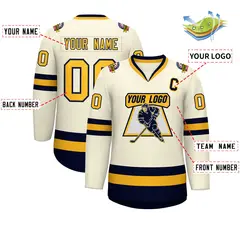 Khaki Gold-Navy Classic Hockey Jersey 2