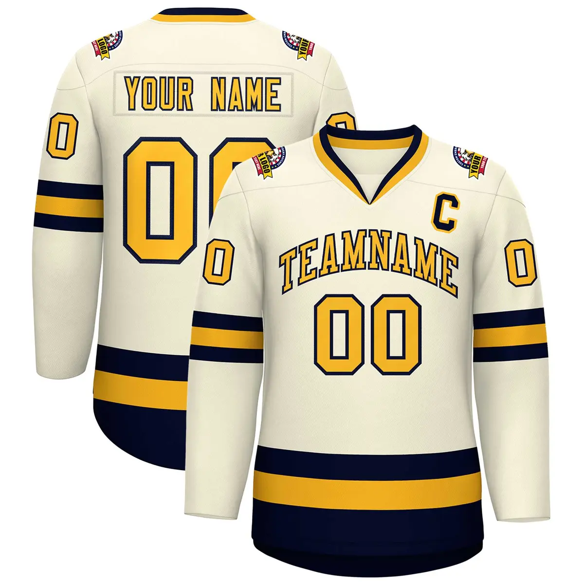 Khaki Gold-Navy Classic Hockey Jersey