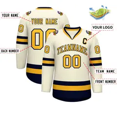 Khaki Gold-Navy Classic Hockey Jersey 2
