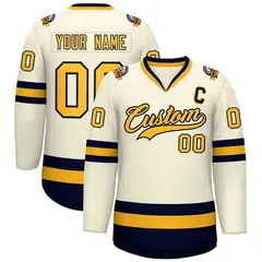 Khaki Gold-Navy Classic Hockey Jersey 1