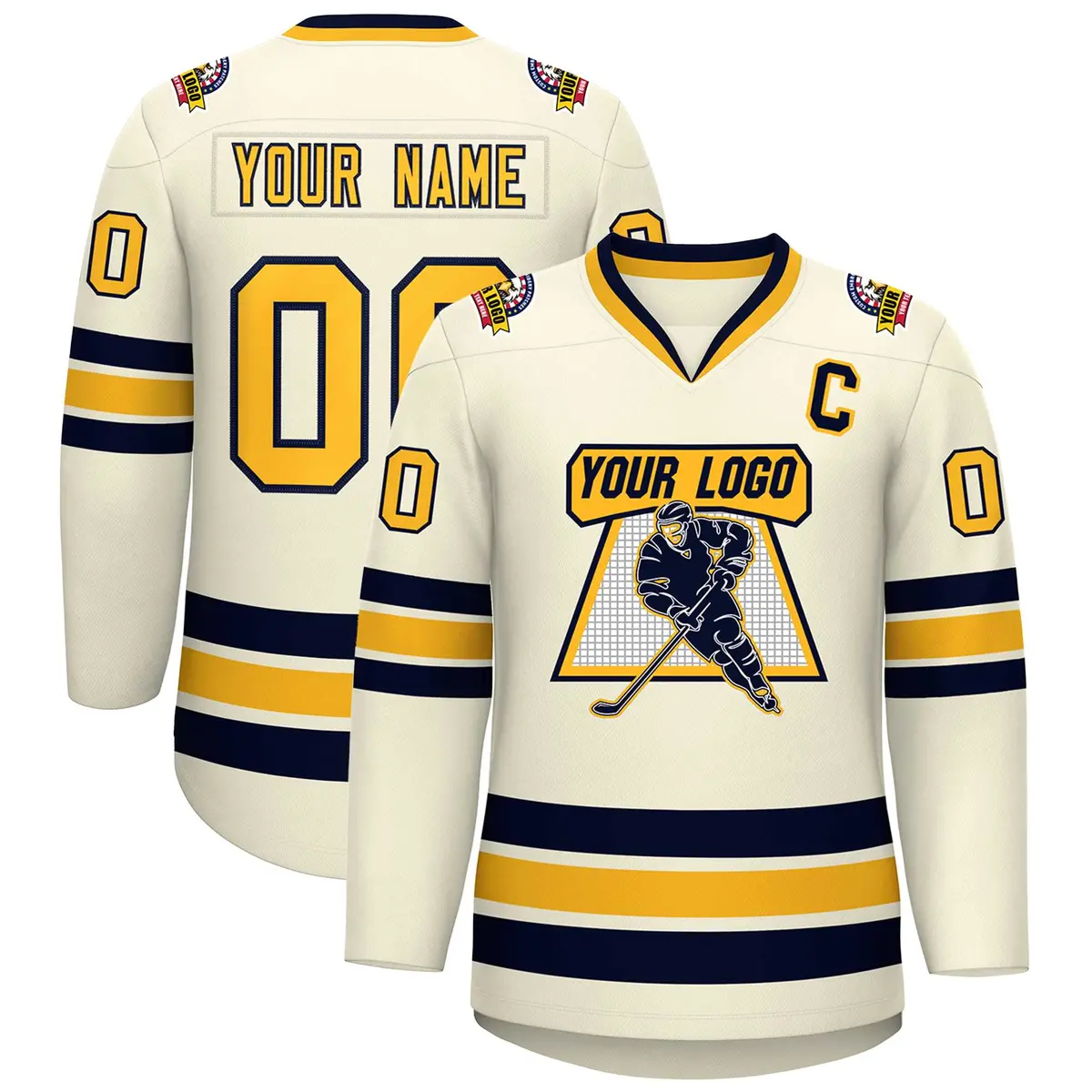 Khaki Gold-Navy Classic Hockey Jersey