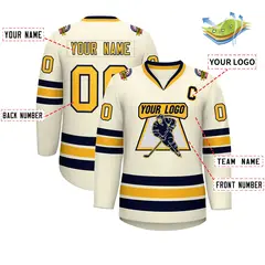 Khaki Gold-Navy Classic Hockey Jersey 2