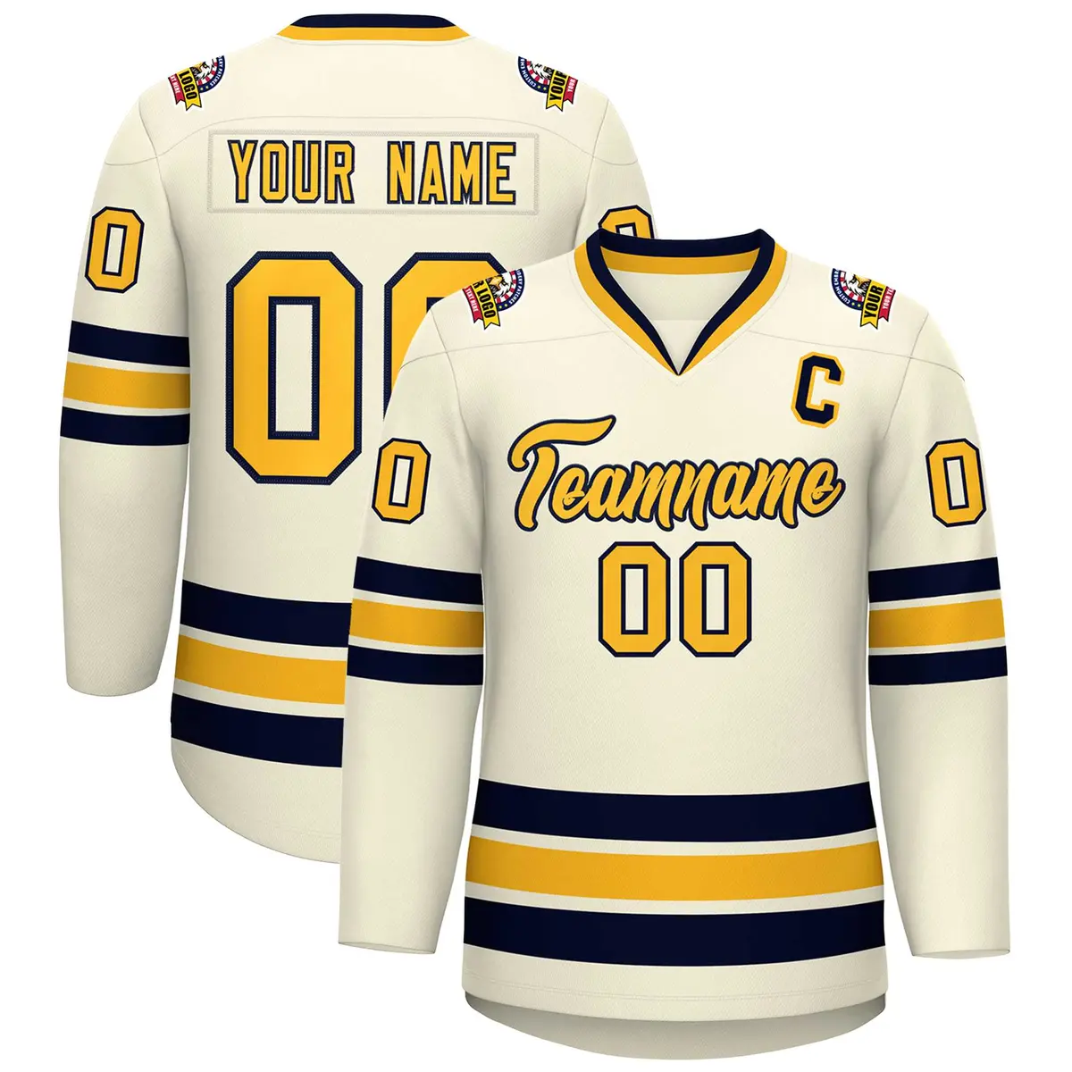 Khaki Gold-Navy Classic Hockey Jersey